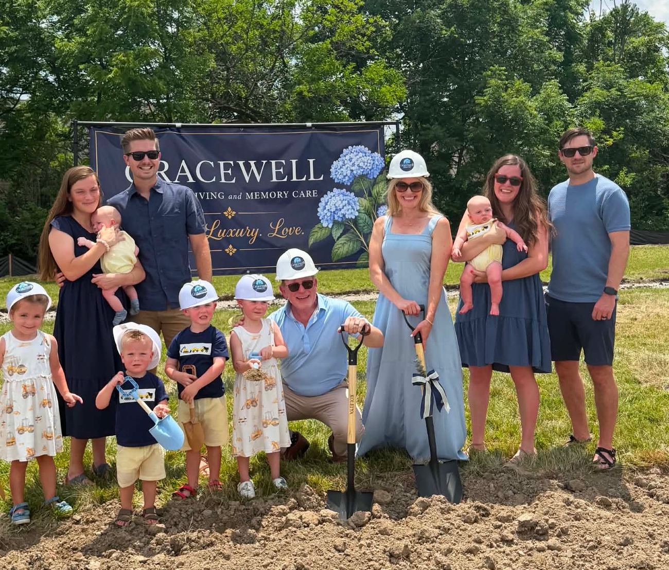 Three generations of the Ries family at the Gracewell groundbreaking